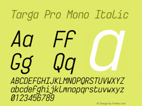 Targa Pro Mono Italic Version 3.003;FEAKit 1.0图片样张