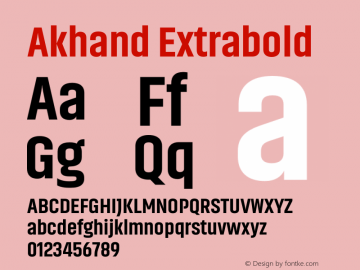 Akhand Extrabold Version 1.001;PS 1.0;hotconv 1.0.79;makeotf.lib2.5.61930图片样张