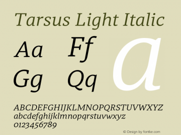 Tarsus Light Italic Version 1.000;PS 001.000;hotconv 1.0.88;makeotf.lib2.5.64775图片样张