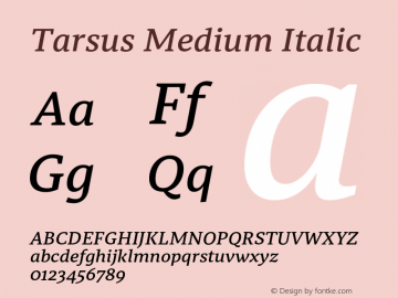 Tarsus-MediumItalic Version 1.000;PS 001.000;hotconv 1.0.88;makeotf.lib2.5.64775图片样张