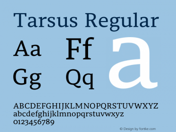Tarsus-Regular Version 1.000;PS 001.000;hotconv 1.0.88;makeotf.lib2.5.64775图片样张