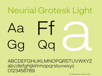 Neurial Grotesk Light Version 1.000;PS 001.000;hotconv 1.0.88;makeotf.lib2.5.64775图片样张