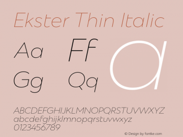 Ekster Thin Italic Version 1.0图片样张