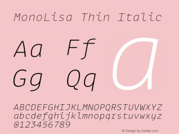 MonoLisa Thin Italic Version 1.808 | web-otf图片样张