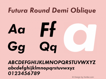 Futura Round Demi Oblique Version 1.00图片样张