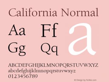 California Normal 1.0 Mon Sep 12 13:56:06 1994 Font Sample