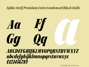 Epika Serif Extra Condensed Premium Black Italic Version 1.000 | FoM Fix图片样张