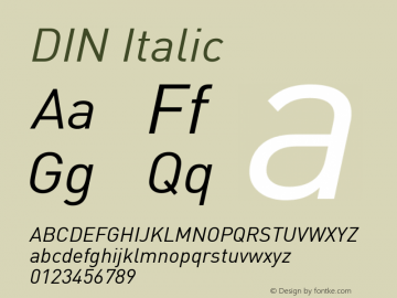 DIN Italic Version 8.00图片样张