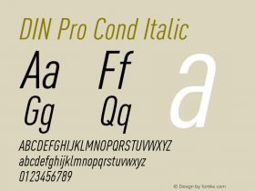 DIN Pro Cond Italic Version 7.601, build 1030, FoPs, FL 5.04图片样张