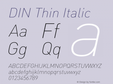 DIN Thin Italic Version 8.00图片样张