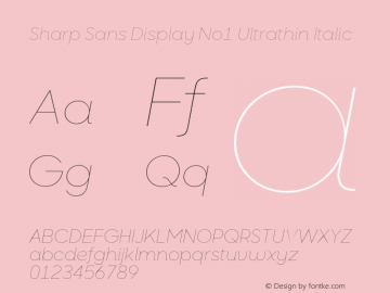 Sharp Sans Display No1 Ultrathin Italic Version 2.010图片样张