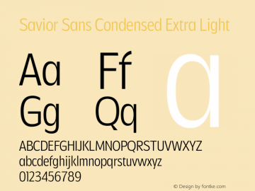 Savior Sans Condensed Extra Light Version 1.000图片样张