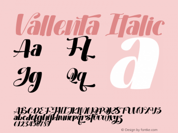 Vallenta-Italic Version 1.00;December 5, 2021;FontCreator 13.0.0.2683 64-bit图片样张