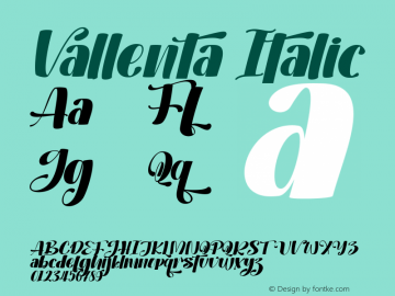 Vallenta Italic Version 1.00;December 5, 2021;FontCreator 13.0.0.2683 64-bit图片样张