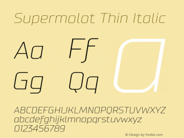 Supermolot-ThinItalic Version 1.000图片样张