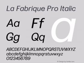 La Fabrique Pro Italic Version 2.001; ttfautohint (v1.5)图片样张