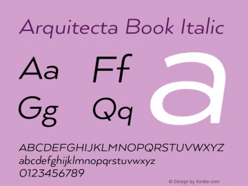 Arquitecta Book Italic Version 1.000;PS 001.000;hotconv 1.0.88;makeotf.lib2.5.64775图片样张