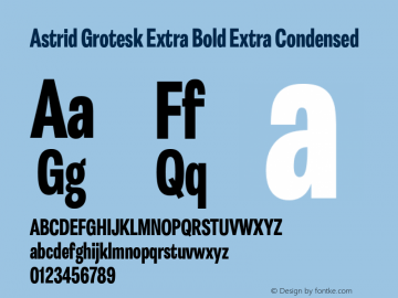 Astrid Grotesk Extra Bold Extra Condensed Version 2.000图片样张