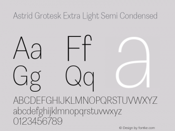 Astrid Grotesk Extra Light Semi Condensed Version 2.000图片样张