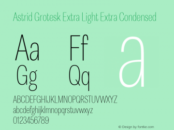 Astrid Grotesk Extra Light Extra Condensed Version 2.000图片样张