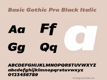 BasicGothicPro-BlackItalic Version 7.504; 2010; Build 1002图片样张