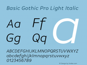 BasicGothicPro-LightItalic Version 7.504; 2010; Build 1002图片样张