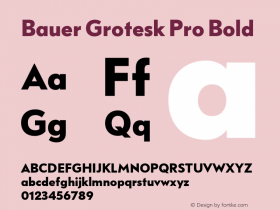 Bauer Grotesk Pro Bold Version 7.700, build 1040, FoPs, FL 5.04图片样张