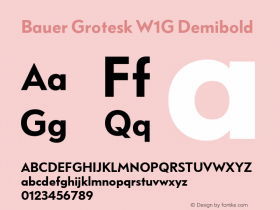 Bauer Grotesk W1G Demibold Version 7.700, build 1040, FoPs, FL 5.04图片样张