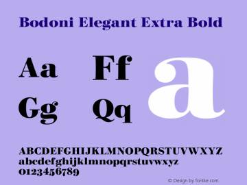 Bodoni Elegant Extra Bold Version 1.00 2020图片样张