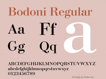 Bodoni Regular Version 1.000;PS 001.001;hotconv 1.0.38图片样张