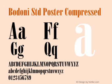 Bodoni Std Poster Compressed Version 1.00 Build 1000图片样张