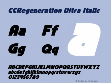 CCRegeneration Ultra Italic Version 2.000;hotconv 1.0.109;makeotfexe 2.5.65596图片样张
