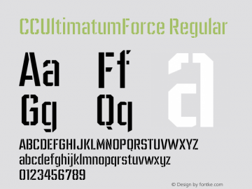 CCUltimatumForce Regular Version 1.000;hotconv 1.0.109;makeotfexe 2.5.65596图片样张