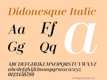 Didonesque Italic Version 1.000;PS 001.000;hotconv 1.0.88;makeotf.lib2.5.64775图片样张