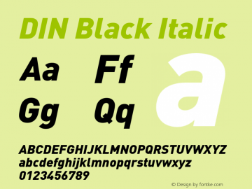 DIN Black Italic Version 8.00图片样张