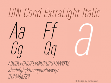 DIN Cond ExtraLight Italic Version 8.00图片样张
