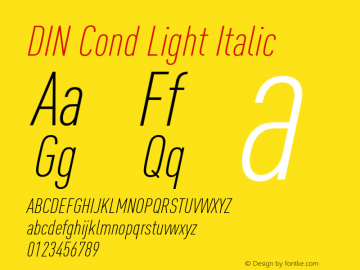 DIN Cond Light Italic Version 8.00图片样张