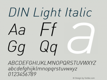 DIN Light Italic Version 8.00图片样张