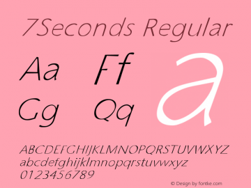 7Seconds Regular Version 1.00 Font Sample