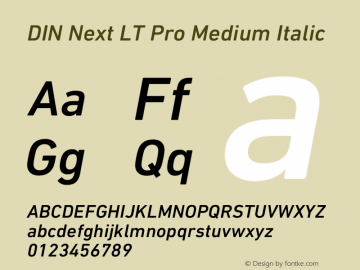 DIN Next LT Pro Medium Italic Version 1.40图片样张