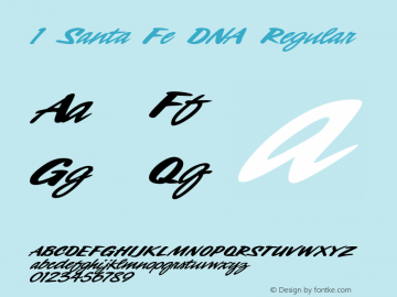1 Santa Fe DNA Regular Macromedia Fontographer 4.1 7/13/99 Font Sample