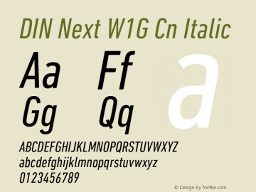 DIN Next W1G Cn Italic Version 1.00图片样张