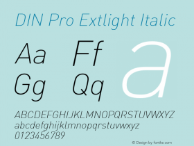 DIN Pro Extlight Italic Version 7.601, build 1030, FoPs, FL 5.04图片样张