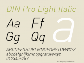 DIN Pro Light Italic Version 7.601, build 1030, FoPs, FL 5.04图片样张