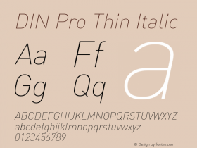 DIN Pro Thin Italic Version 7.601, build 1030, FoPs, FL 5.04图片样张