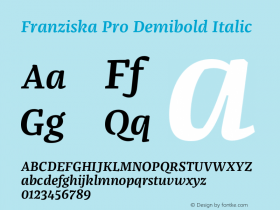 FranziskaPro-DemiboldItalic Version 7.504; 2014; Build 1021图片样张
