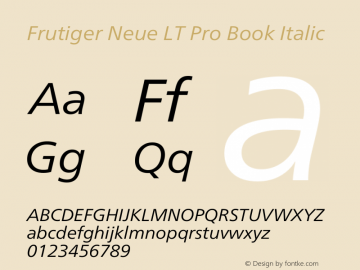 Frutiger Neue LT Pro Book Italic Version 1.00图片样张