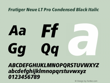 Frutiger Neue LT Pro Cn Medium Bold Italic Version 1.00图片样张