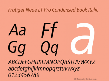 Frutiger Neue LT Pro Cn Book Italic Version 1.00图片样张