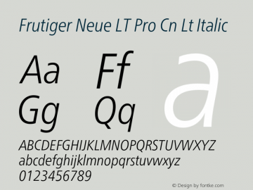 Frutiger Neue LT Pro Cn Lt It Version 2.300图片样张